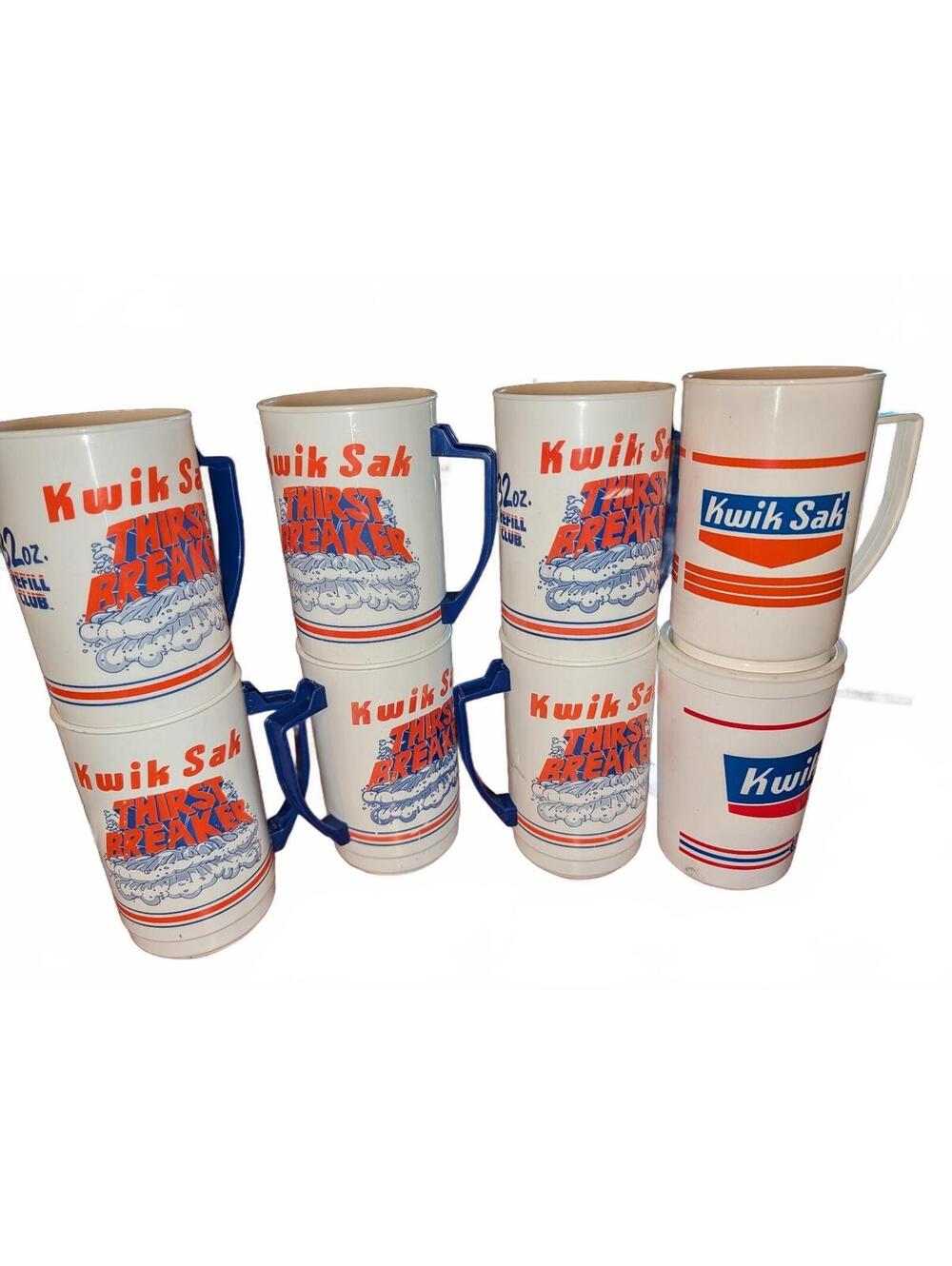 Vintage Kwik Sak Thirst Breaker Plastic Mugs Set of 8